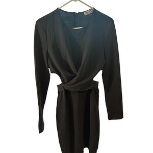 Jazz Couture and Black Long-Sleeve Cut-out Sides Dress Size Large New